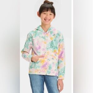 Girl’s Tie-Dye Fleece Zip Hoodie Sweatshirt Size Medium (8) - Cat & Jack